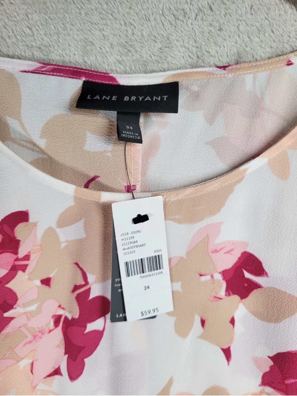Lane Bryant 24 Floral Blouse Ruffle Sleeve Tie Front Plus Size Top - Picture 3 of 8